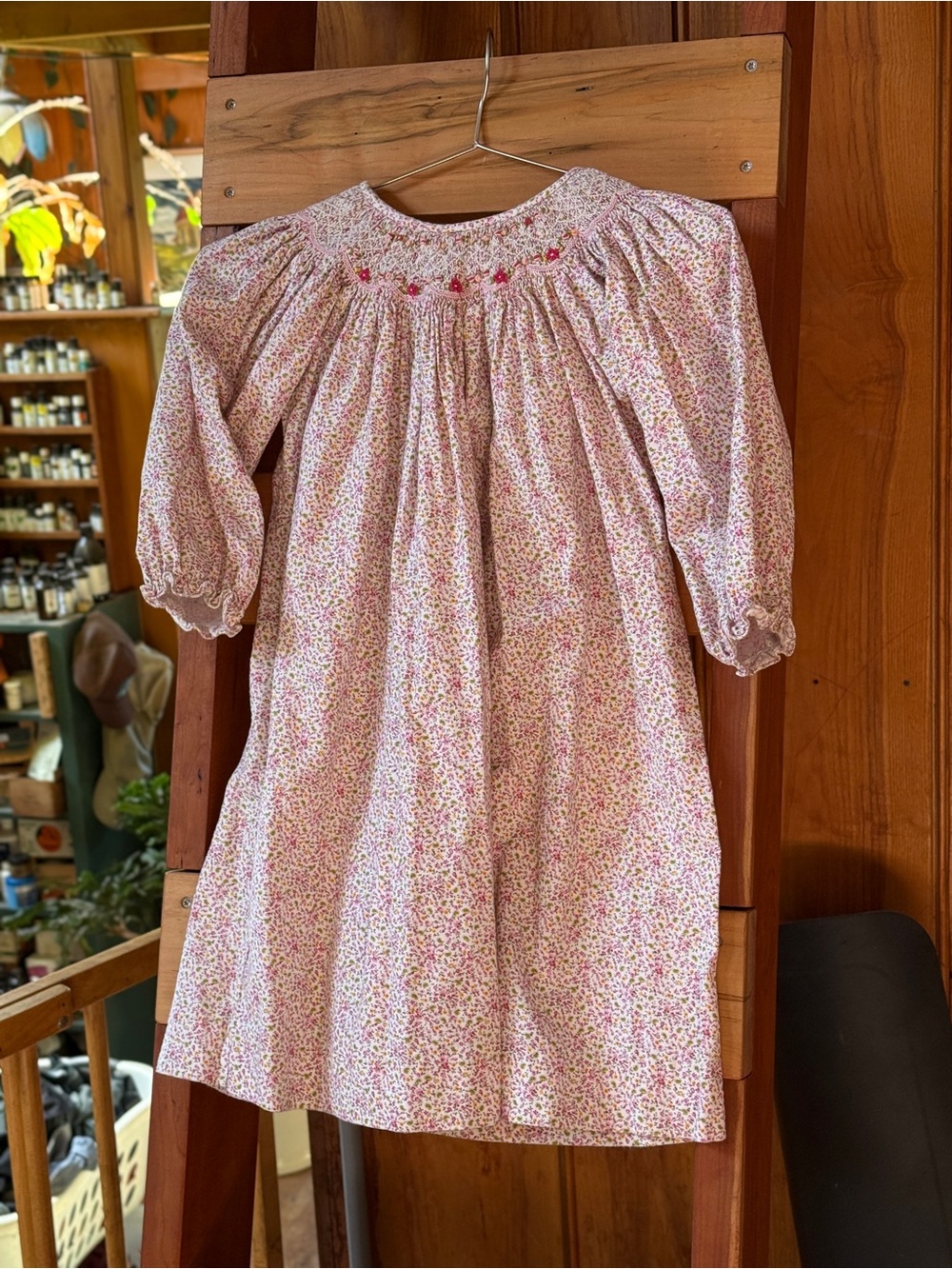 RARE Vtg 80s Carriage Boutiques 100% Cotton Hand Smocked Bishop Dress 4T - Picture 8 of 12
